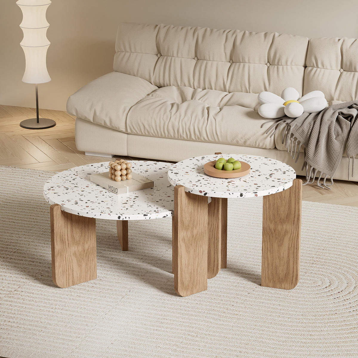 COUCHTISCH-SET 2er-set Holzfarben - Braun, Holzwerkstoff (70/70/35cm) - Urban Meuble