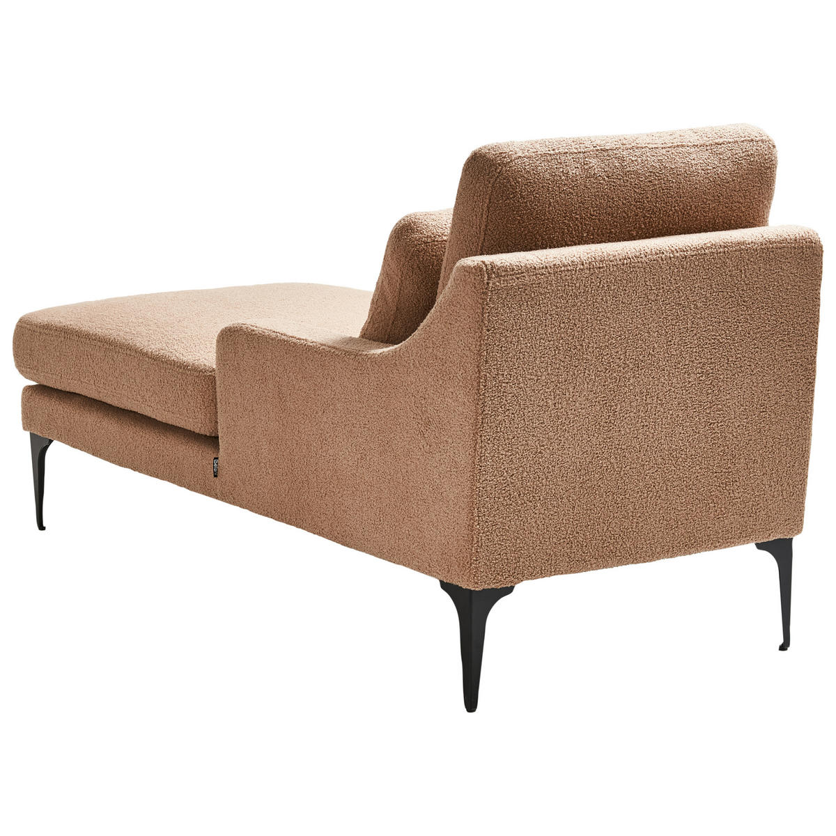 ČALOUNĚNÉ LEHÁTKO CHAISE LONGUE PRAVOSTRANNÉ Bouclé Pískově béžové Ewron - černá/písková barva, textil (150/70/72cm) - Beliani