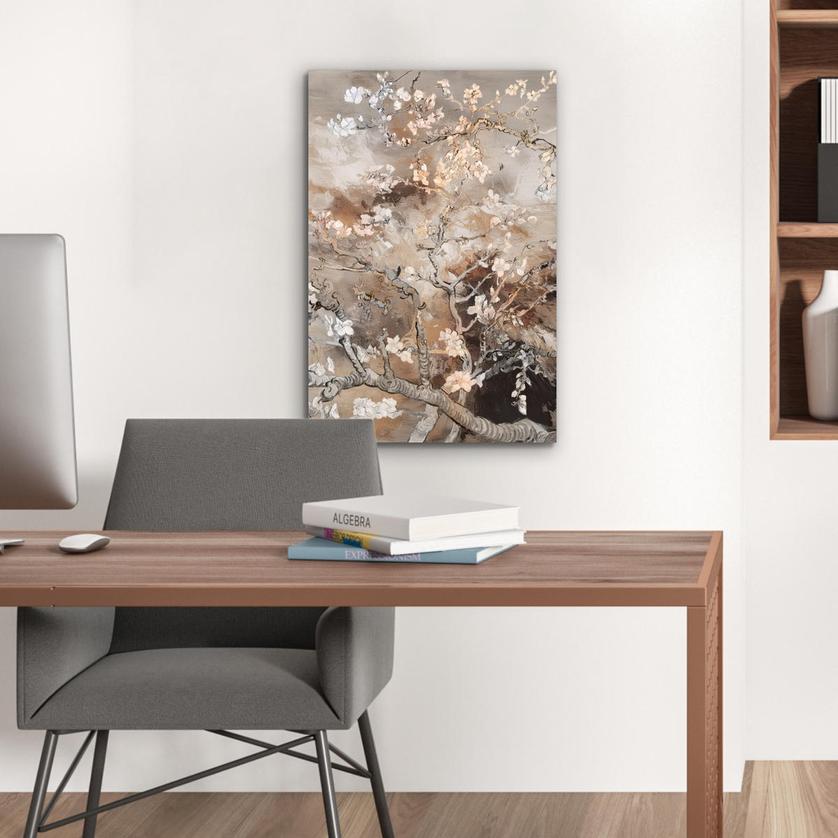 METALLBILD Mandelblüte - Kunst - Van Gogh - Beige - Abstrakt 40x60 cm - Braun, Metall (40/60cm) - MuchoWow