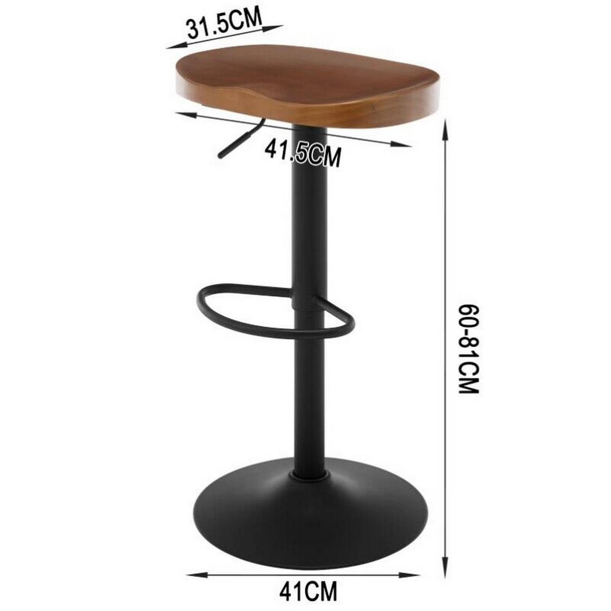 BARHOCKER 4er Set mit Sattelsitz, aus Massivholz, Braun - Schwarz/Braun, Holz/Metall (41.5/60/31.5cm) - Woltu
