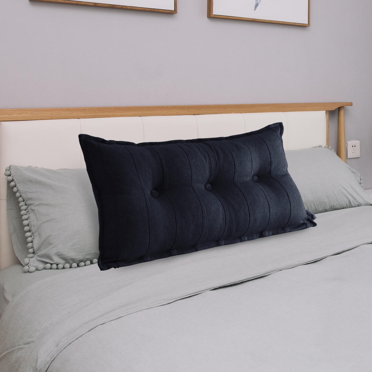 RÜCKENKISSEN Leinenlook Anthracite 100 cm - Anthrazit, Textil (45/100cm) - Vercart