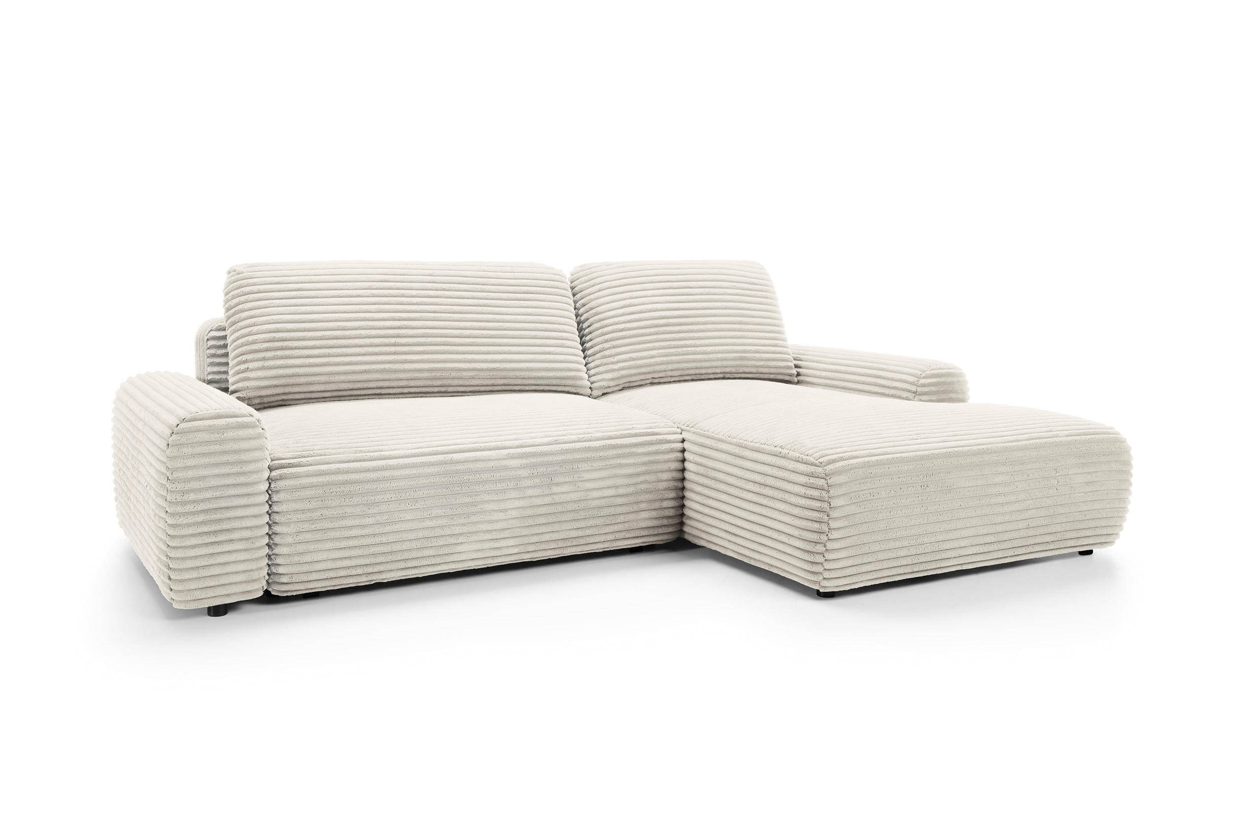 ECKSOFA Cordina Creme, mit Schlaffunktion und Bettzeugbehälter, rechte seite - Creme, Holzwerkstoff (264/162cm) - Bettso