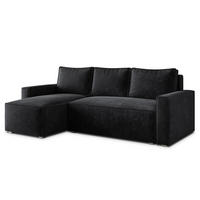 ECKSOFA POTARO LM Schwarz Chenille mit Schlaffunktion - Schwarz, Holzwerkstoff/Textil (232/140cm) - MASSENO