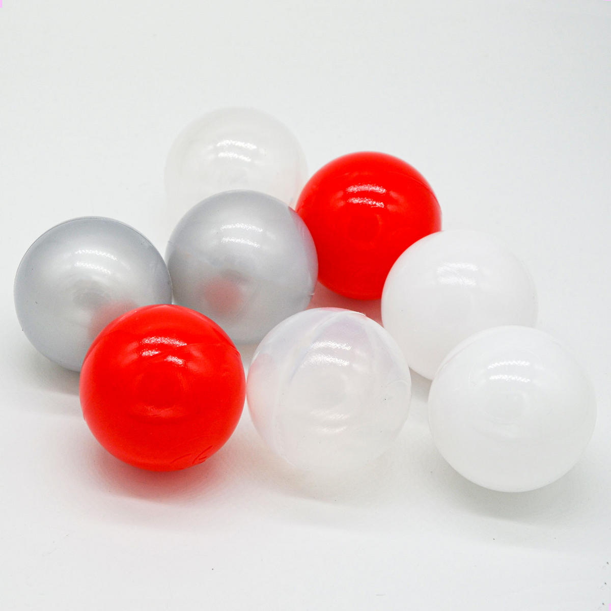 BÄLLEBAD-BÄLLE 200 Stück, Rot/Grau/Weiß/Transparent, 5.5 cm - Rot, Kunststoff (5.5/5.5/5.5cm) - Littletom