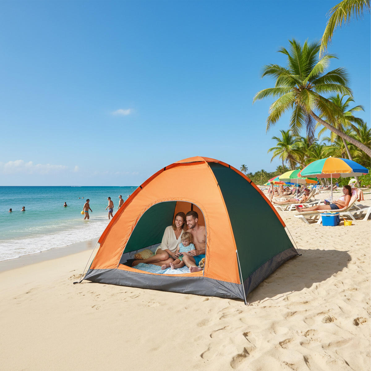 POP-UP stan na pláž - různobarevná, textil/plast (200/200cm) - Relaxdays