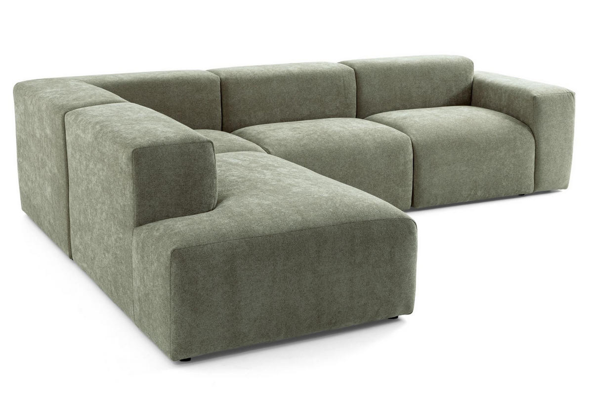 4-SITZER modulares Ecksofa HEAVEN SET 2 Links, Breite 300 cm Webstoff Grün - Schwarz/Grün, Holz/Kunststoff (300/245cm) - Muffo