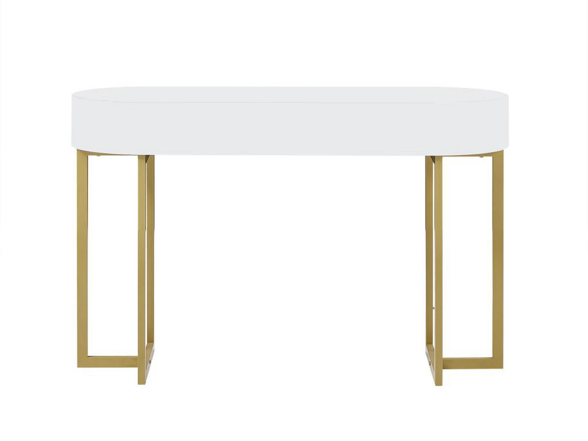 KONSOLENSCHREIBTISCH mit 1 Schublade - MDF lackiert & Metall - Weiß & Goldfarben - TORELI II - Weiß, Holz (120/45/76cm) - Pascal Morabito