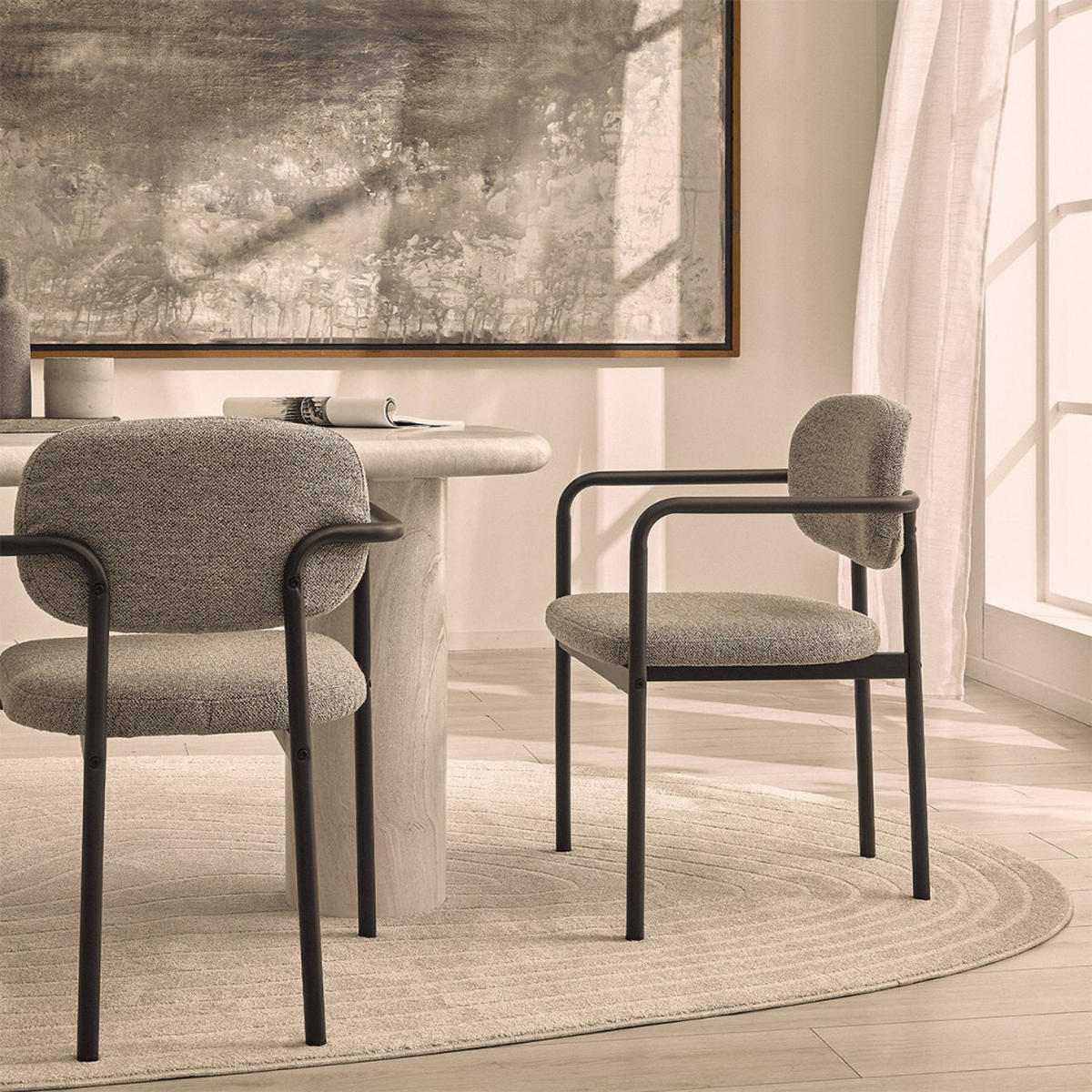 ESSZIMMERSTUHL - Grau - 2er-Set - Grau, Textil (54/80/53cm) - Drawer