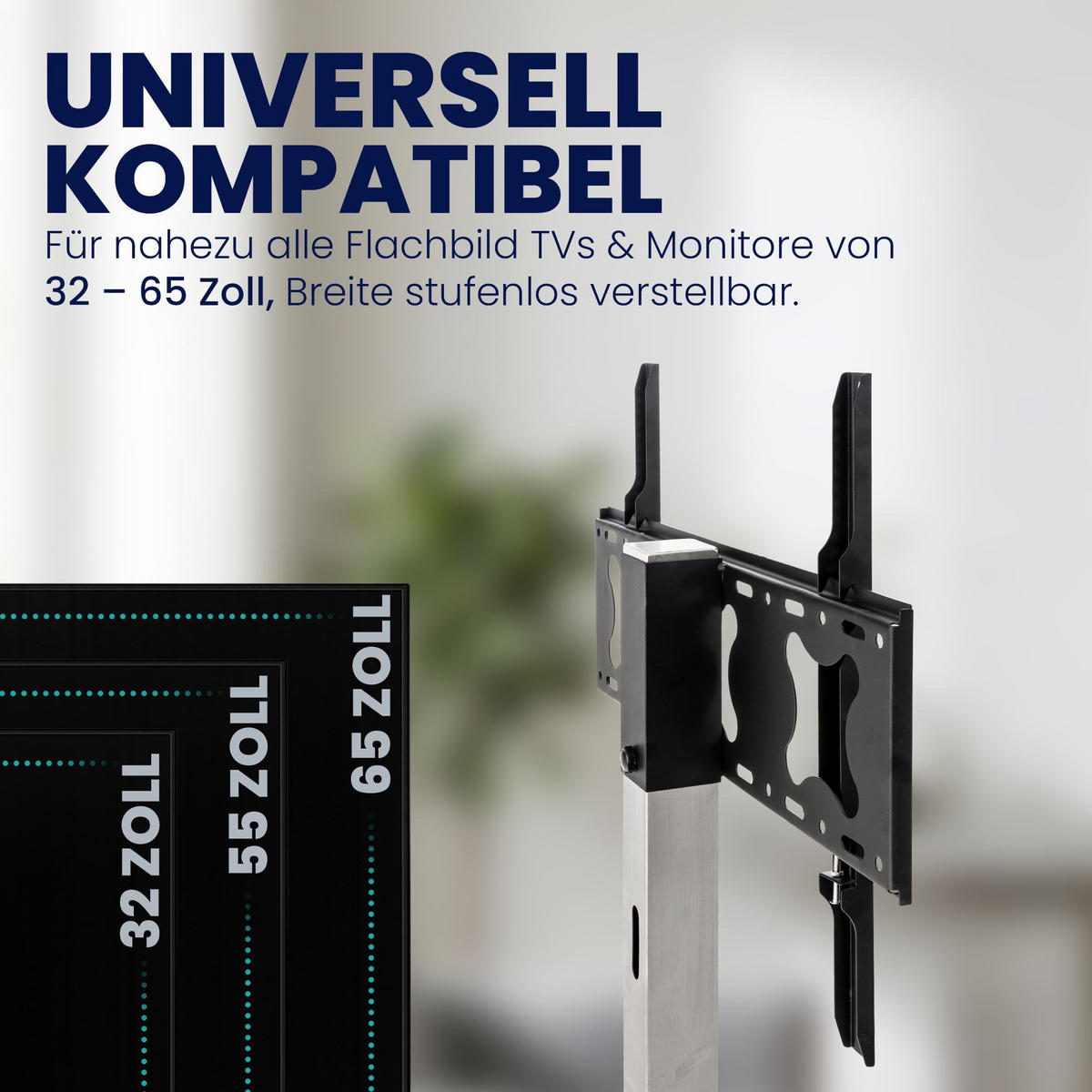 TV RACK Metall Edelstahl - Edelstahlfarben, Metall (64/100/53cm) - CLP