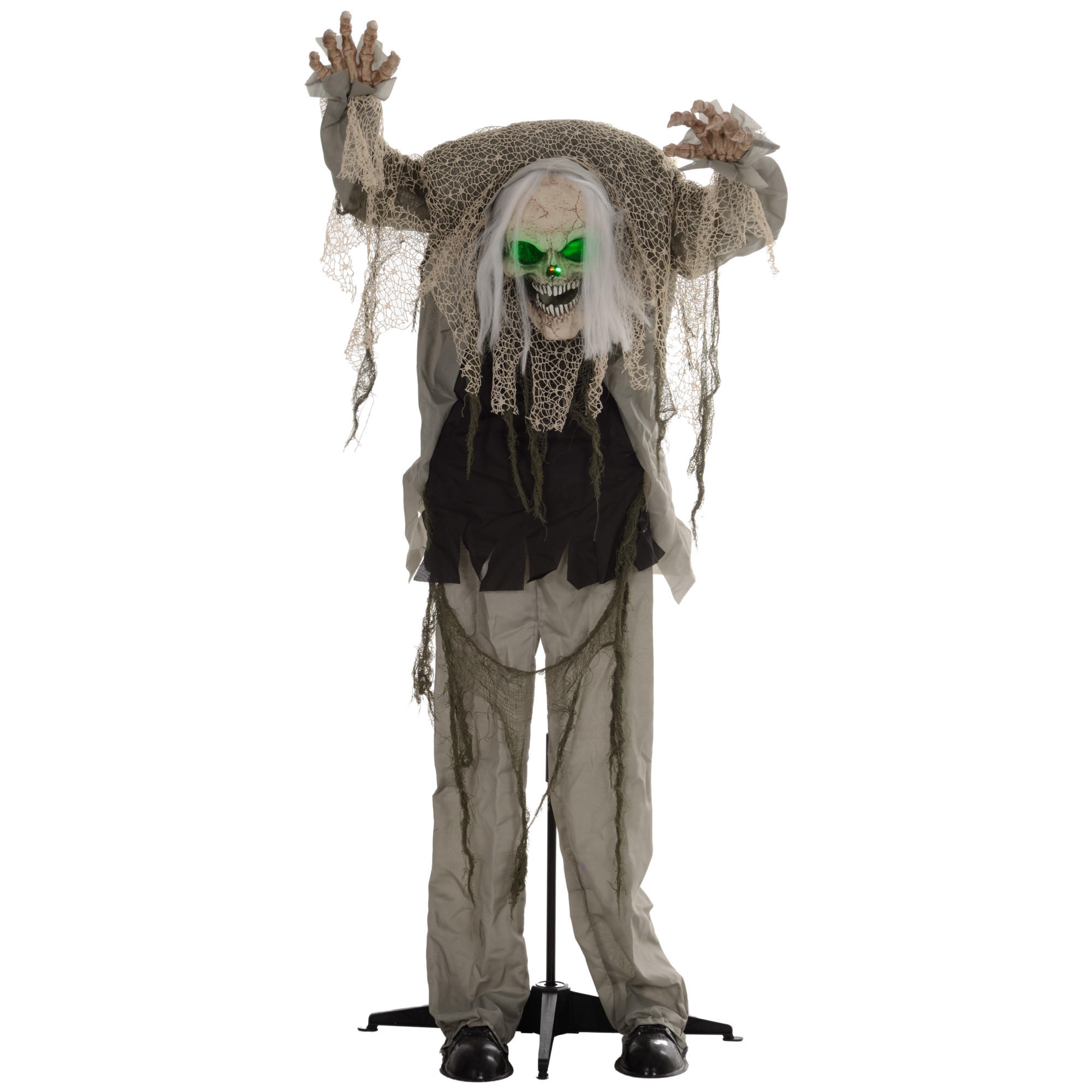 HALLOWEEN DECORATIONS 160cm stehendes Skelett mit LED-Lichter, Soundfunktion - Grau, Kunststoff/Metall (65/160/30cm) - HOMCOM