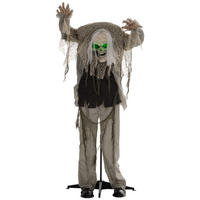 HALLOWEEN DECORATIONS 160cm stehendes Skelett mit LED-Lichter, Soundfunktion - Grau, Kunststoff/Metall (65/160/30cm) - HOMCOM