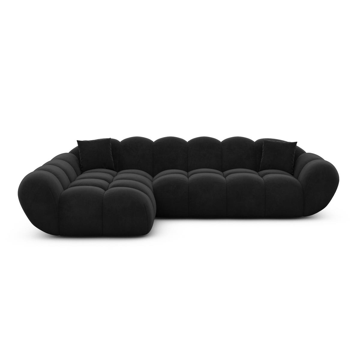 ECKSOFA Liva Schwarz Samtstoff L-Form Links - Schwarz, Textil (265/160cm) - VAROYAL