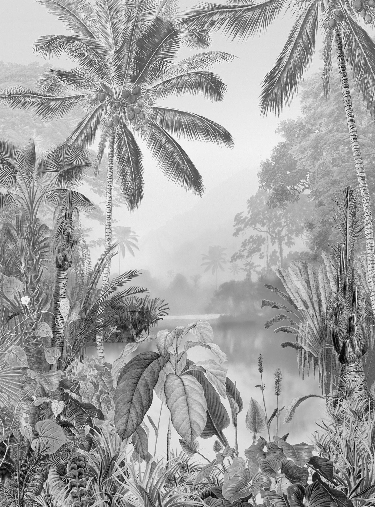 FOTOTAPETE tropischer See 200 x 270 cm - Schwarz, Papier (200/270cm) - Sanders & Sanders
