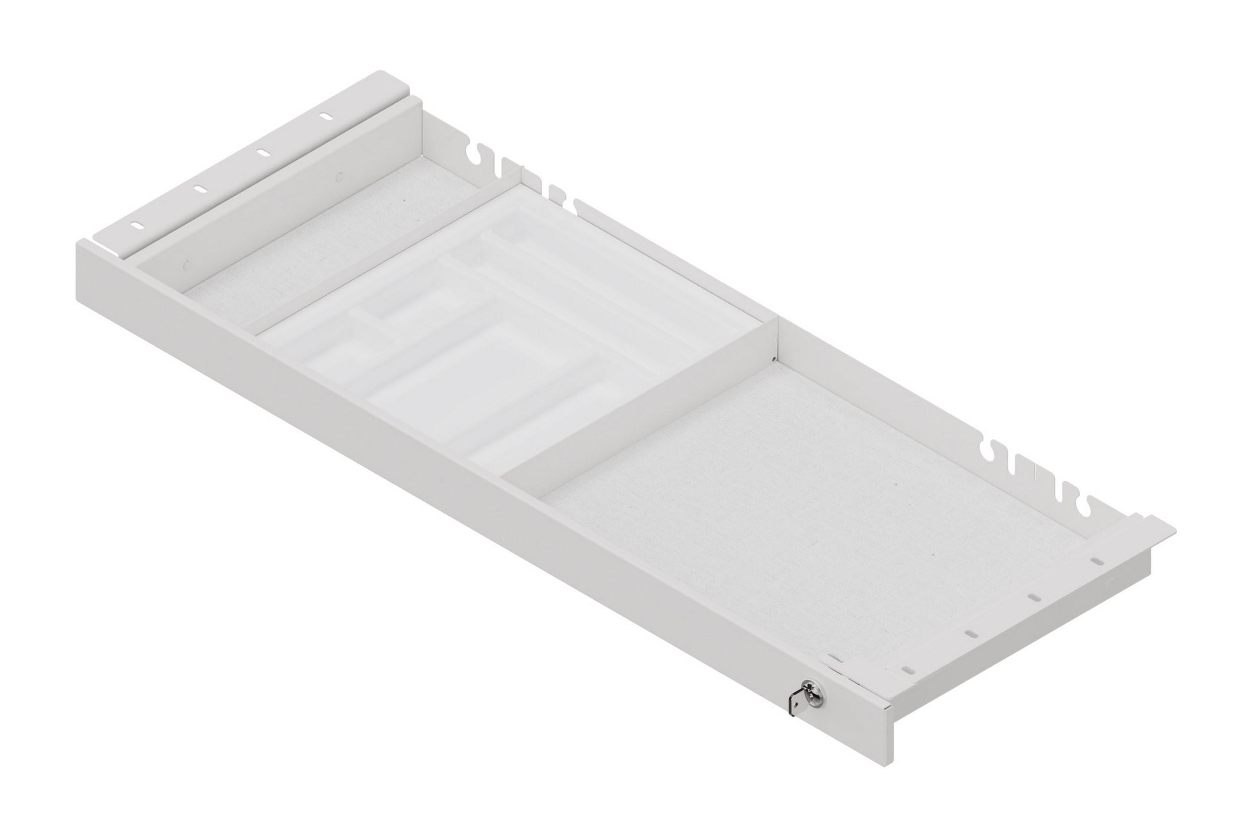 SCHUBLADE DeskDrawerPro 30,5/82,4/5,5 cm in Weiß - Weiß, Metall (30.5/82.4/5.5cm) - bümö