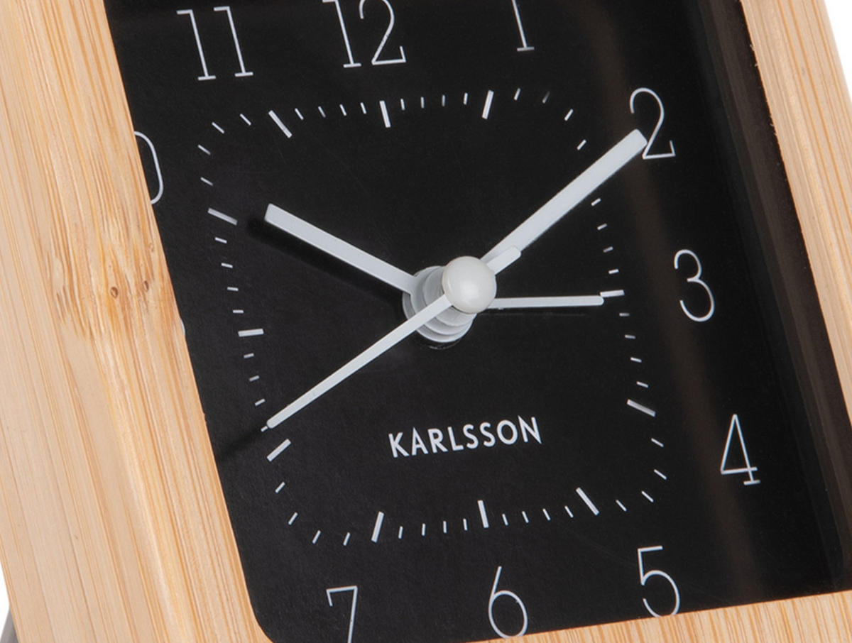 WECKER Neat 9/9/9 cm - Schwarz, Naturmaterialien (9/9/9cm) - Karlsson
