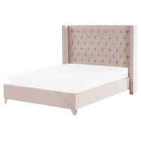 POLSTERBETT 160/200 cm Pastellrosa Lubbon - Pink, Textil (160/200cm) - Beliani