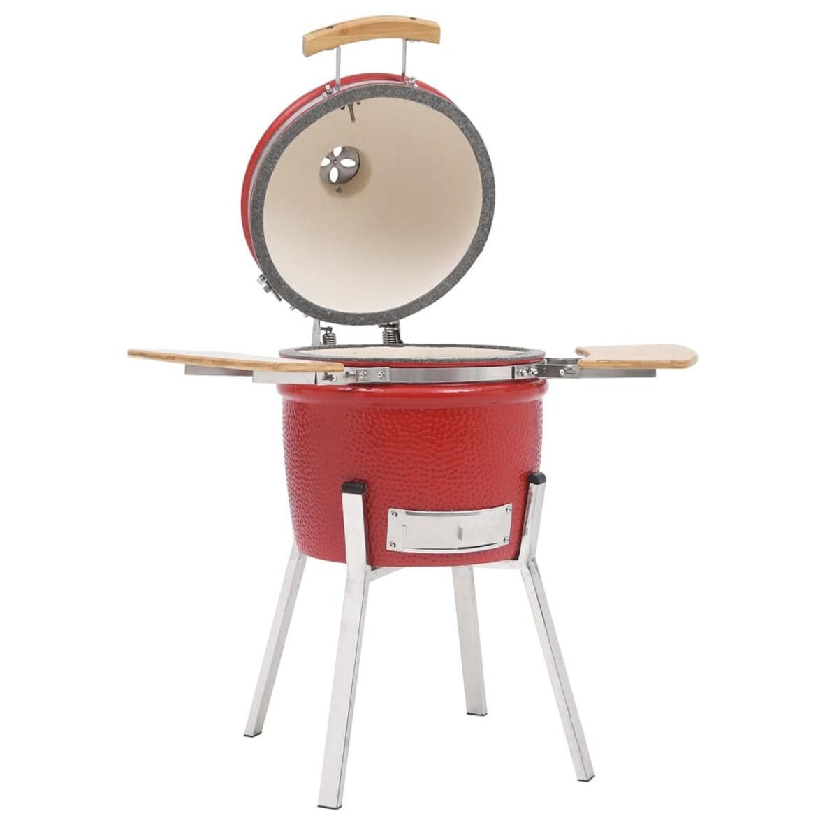 KAMADO-GRILL UND SMOKER KERAMIK 81 CM - Rot, Keramik (38/81/38cm) - vidaXL