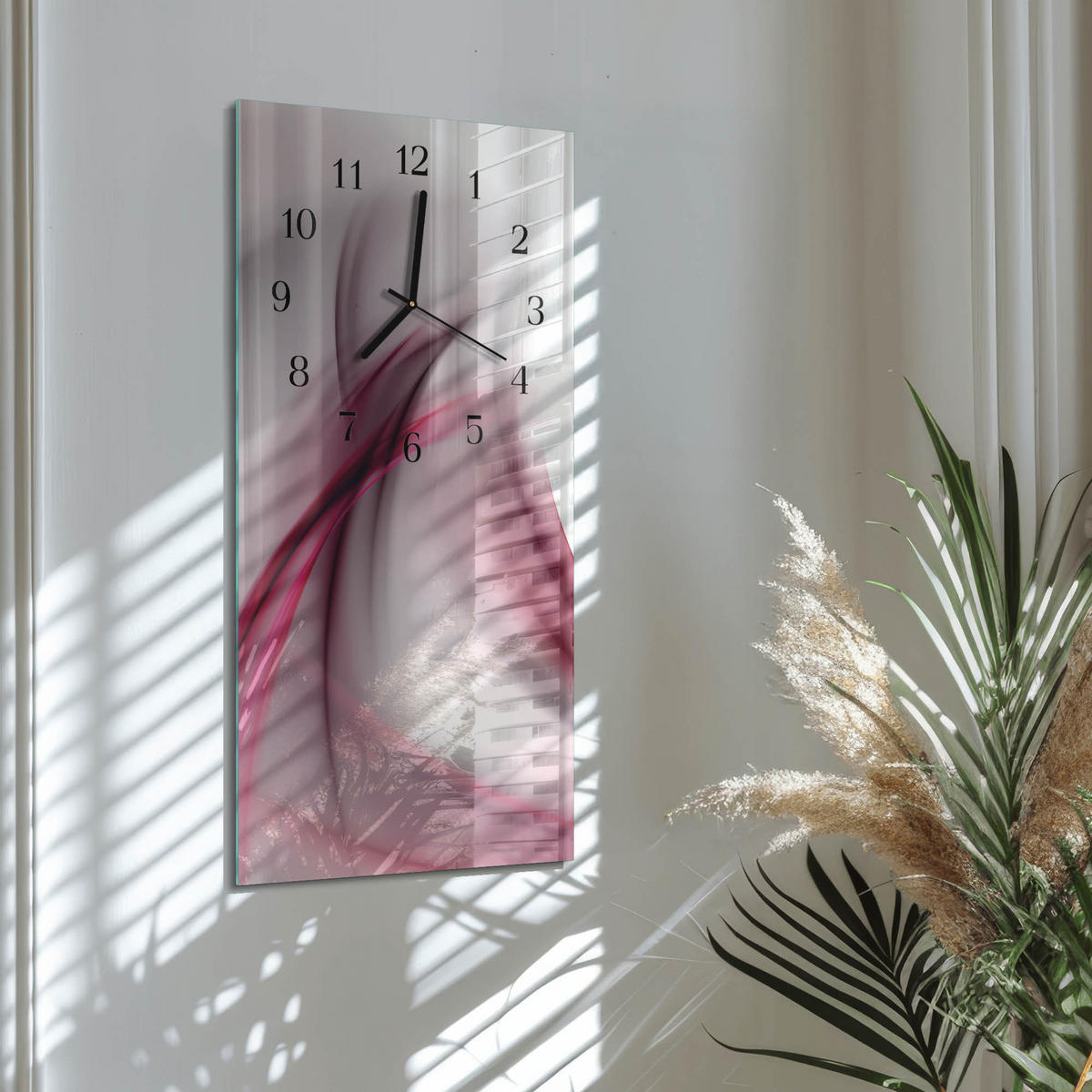 WANDUHR 30x60 cm - Brücke - Lila, Glas (30/60/0.4cm) - TULUP