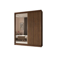 SCHWEBETÜRENSCHRANK Erika 200 cm mit Lamellen und Spiegel 2-türig, Nuss Warmia, artisan - Dunkelbraun/Braun, Kunststoff (200/216/51cm) - Margaret Hadas24