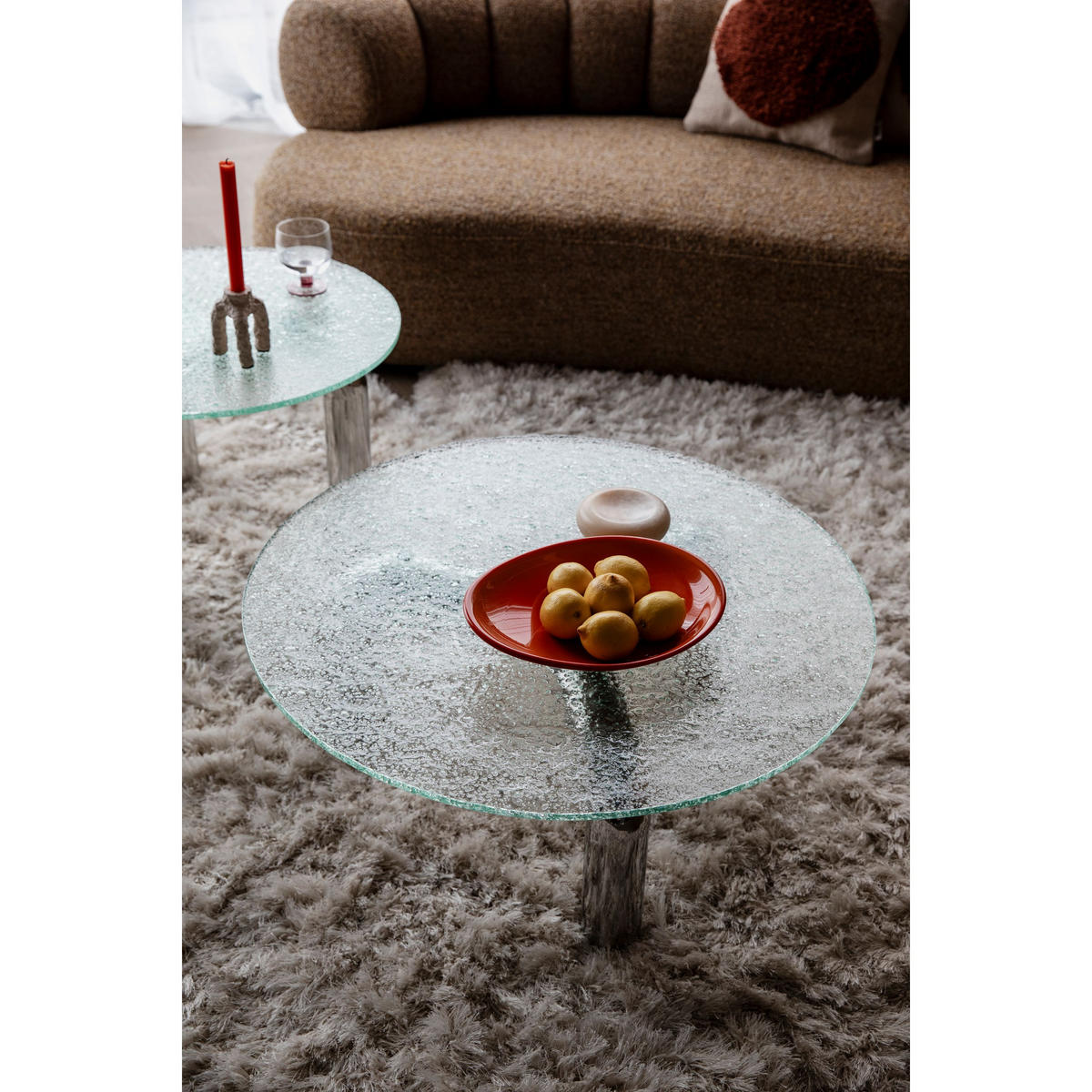 COUCHTISCH Marly Rund 60 cm Silber - Silberfarben, Glas (80/80/33.5cm) - Dutchbone