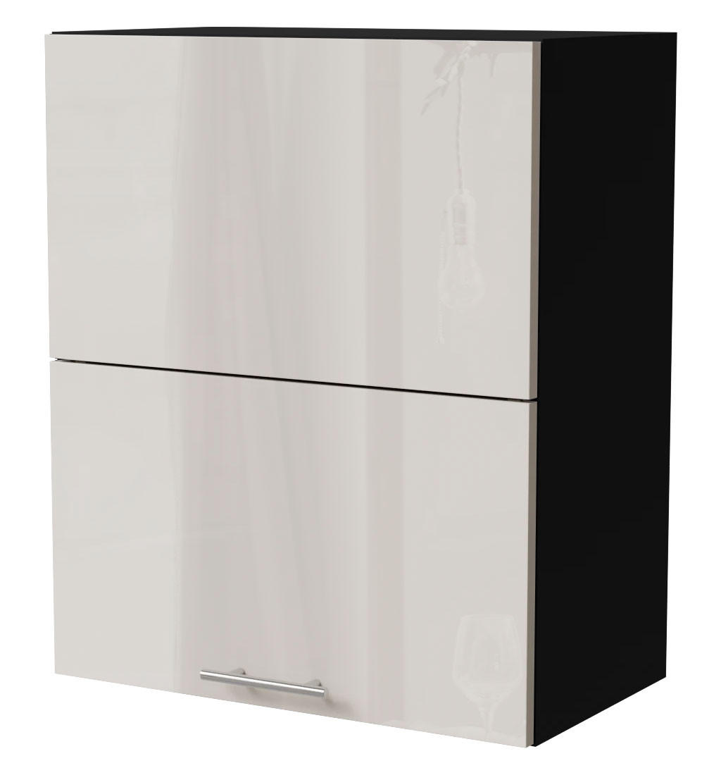 KLAPPHÄNGESCHRANK Brerra W8B/60-AV Schwarz / RAL 9001 creme Hochglanz 60 / 32,5 / 72cm - Creme/Schwarz, Holz/Holzwerkstoff (60/72/32.5cm) - Feldmann-Wohnen