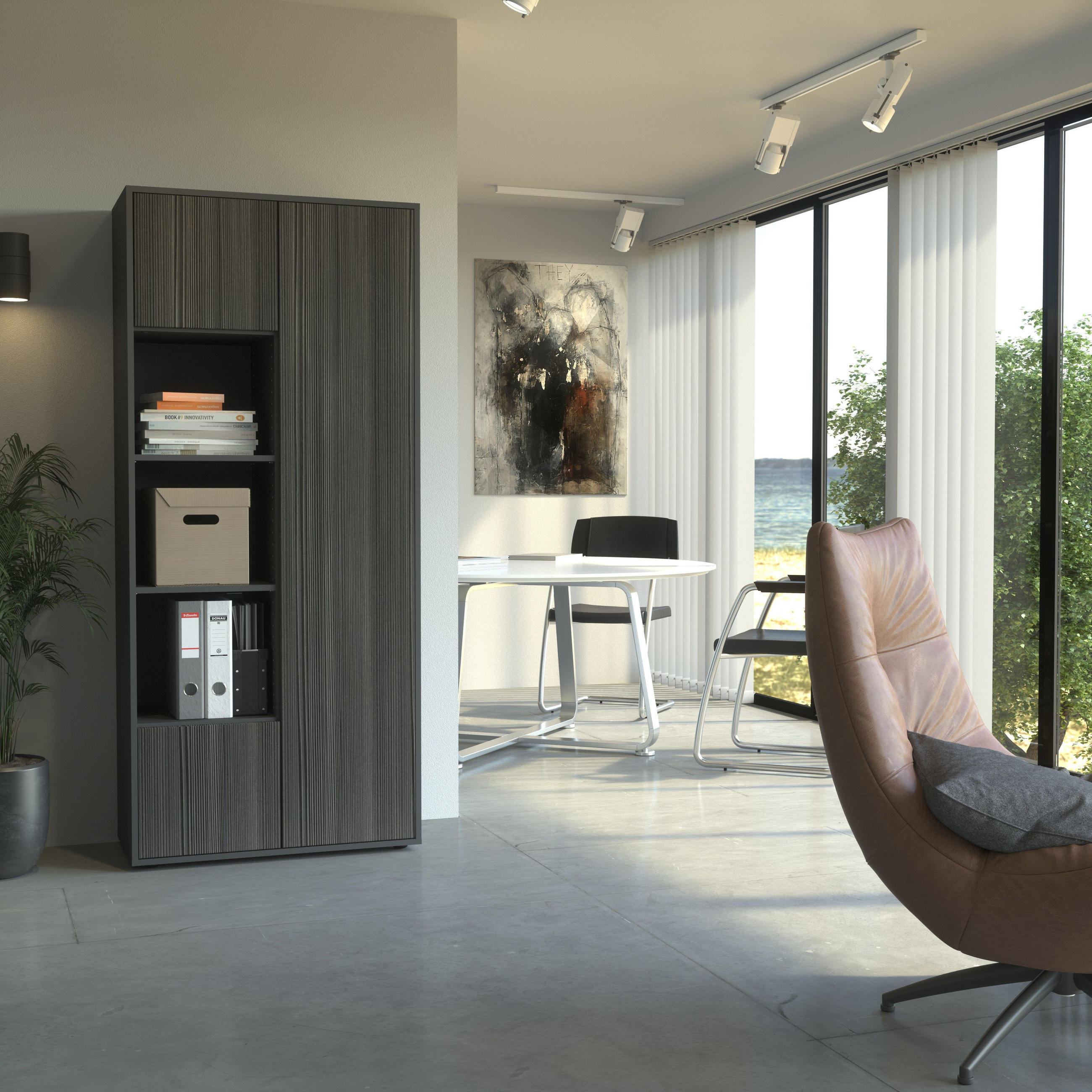 AKTENSCHRANK Amira T30 Avola Anthrazit 180/80/40 cm - Anthrazit, Holzwerkstoff (80/180/40cm) - SIMPLYFURN