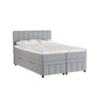 BOXBETT AVALON 140 x 200 cm mit Bettkasten und Topper - Hellgrau - Hellgrau, Holz - Panda Möbel