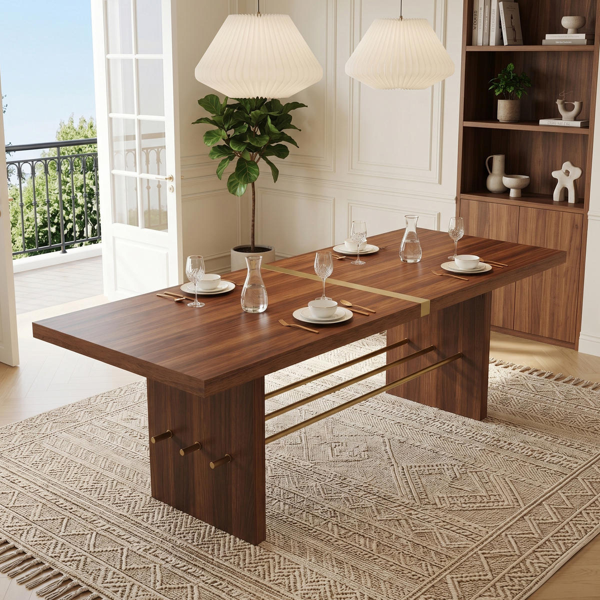 ESSTISCH 180cm Walnuss Gold Modern Design 4cm Tischplatte - Walnussfarben, Holzwerkstoff (75/180/75cm) - FLIEKS
