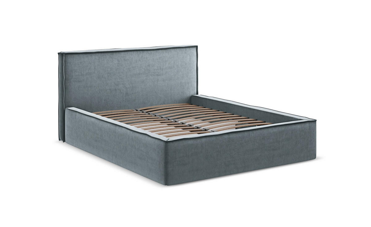 POLSTERBETT mit Bettkasten und Lattenrost 200x228 Grau - Schwarz/Graphitfarben, Kunststoff/Textil (180/200cm) - Makamii