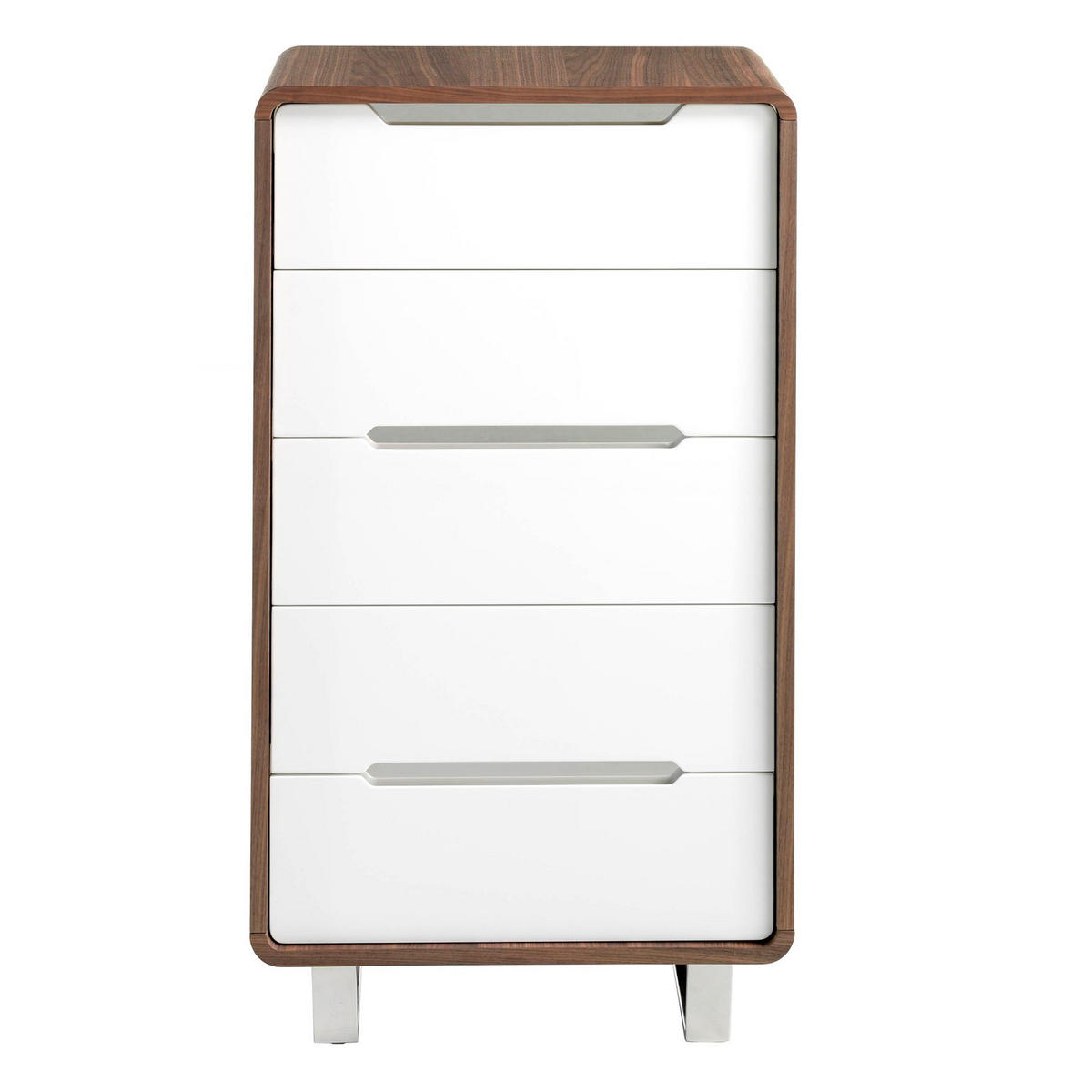 KOMMODE Kommode weißes Holz, Nussbaum und verchromter Stahl 60/39/108 cm - Walnussfarben/Weiß, Holz (90/108/39cm) - ANGEL CERDA