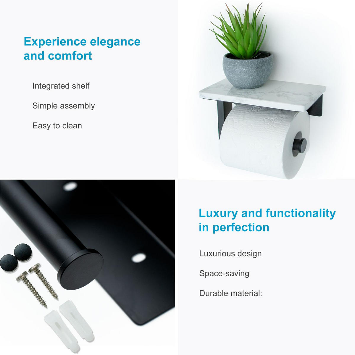 TOILETTENPAPIERHALTER Edelstahl mit Ablage - Multicolor, Metall (10/10/17cm) - Intirilife