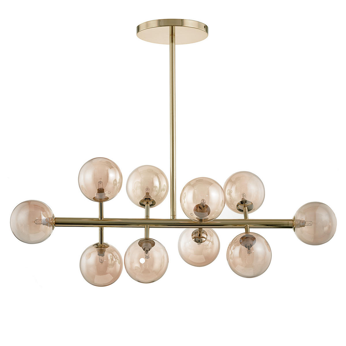 DECKENLEUCHTE - Metall, 10-flammig - Goldfarben, Glas (36/88/70cm) - home24