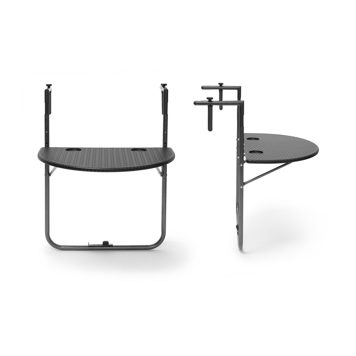 BALKONHÄNGETISCH - Schwarz, Kunststoff/Metall (63/60/84cm) - Relaxdays