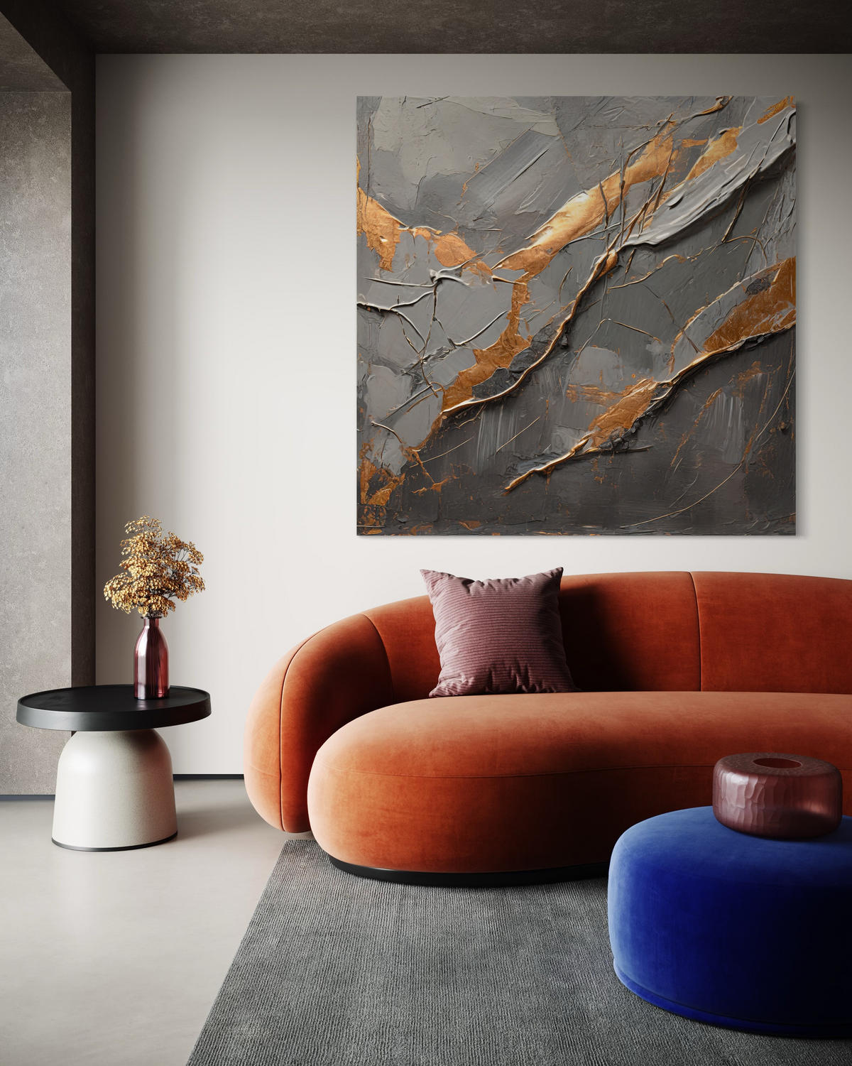 WANDBILD stein gold glamour - Grau, Textil (50/50cm) - Feeby