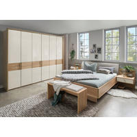 SCHLAFZIMMER Lenvara in Champagner 4 teilig mit Drehtürenschrank ohne Spiegel, Passepartout, zwei Nachttische und Komfortbett - Braun, Holzwerkstoff (80/200/120cm)