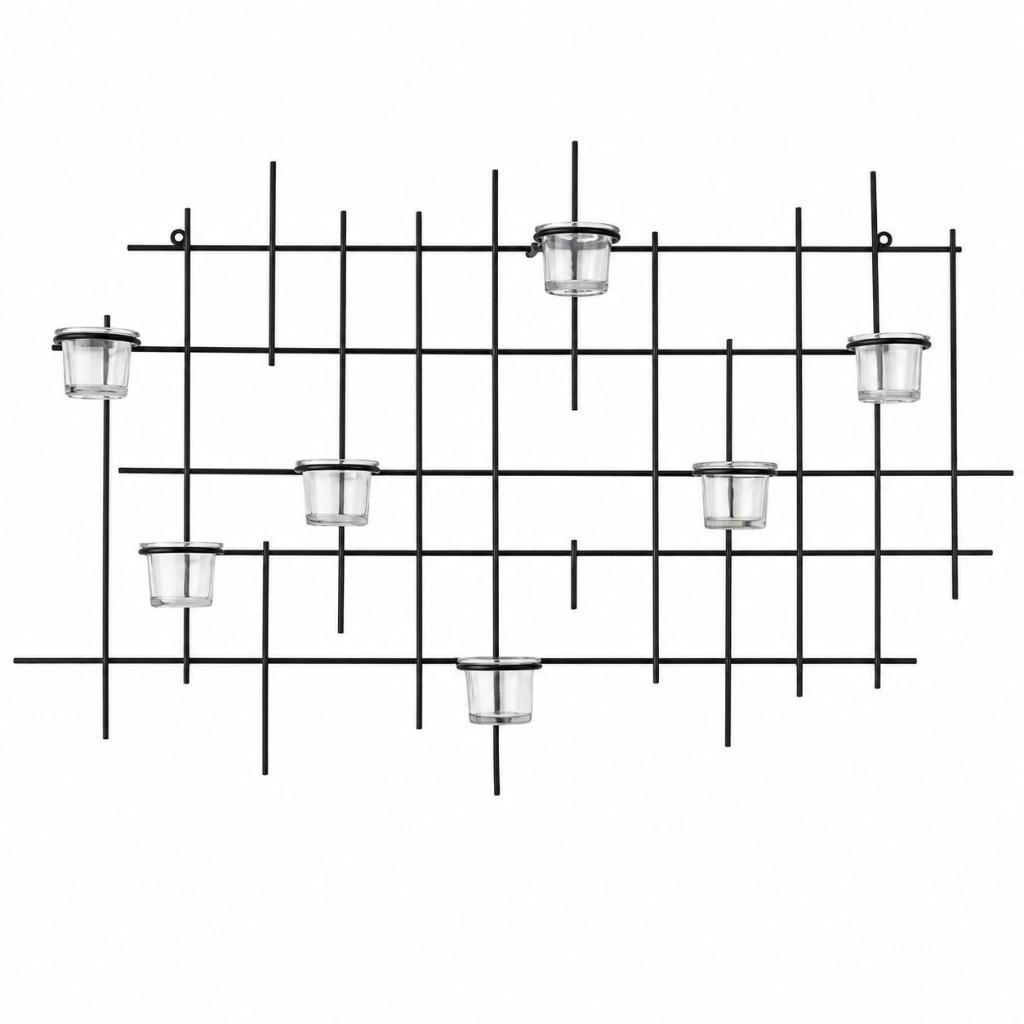 WANDTEELICHTHALTER 7-flammig Metall Schwarz 83/9/49 cm - Schwarz, Metall (49cm) - DanDiBo