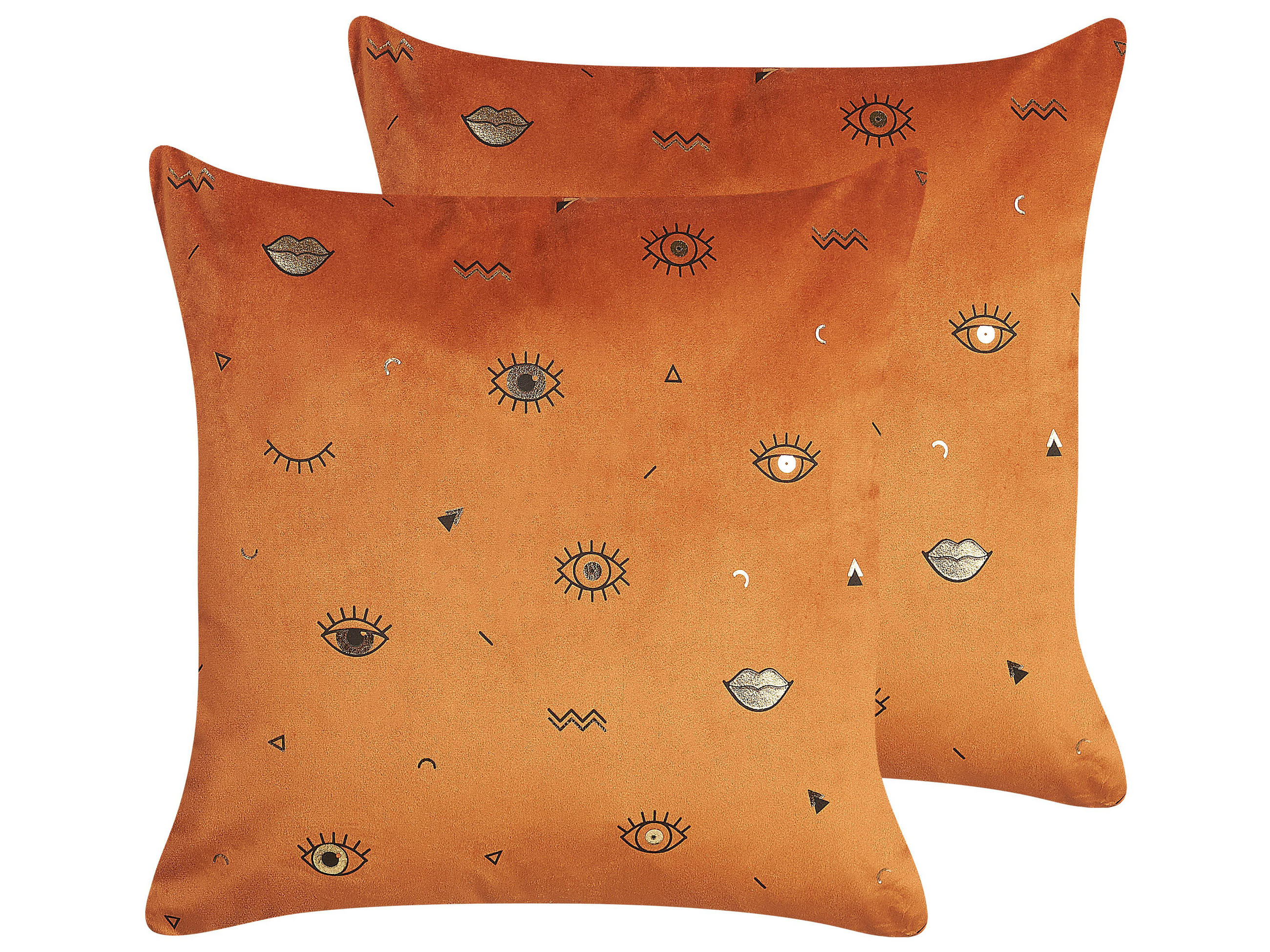 DEKOKISSEN 2er-Set Orange 45/45 cm Aeonium - Orange, Textil (45/45cm) - Beliani