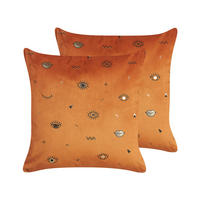 DEKOKISSEN 2er-Set Orange 45/45 cm Aeonium - Orange, Textil (45/45cm) - Beliani