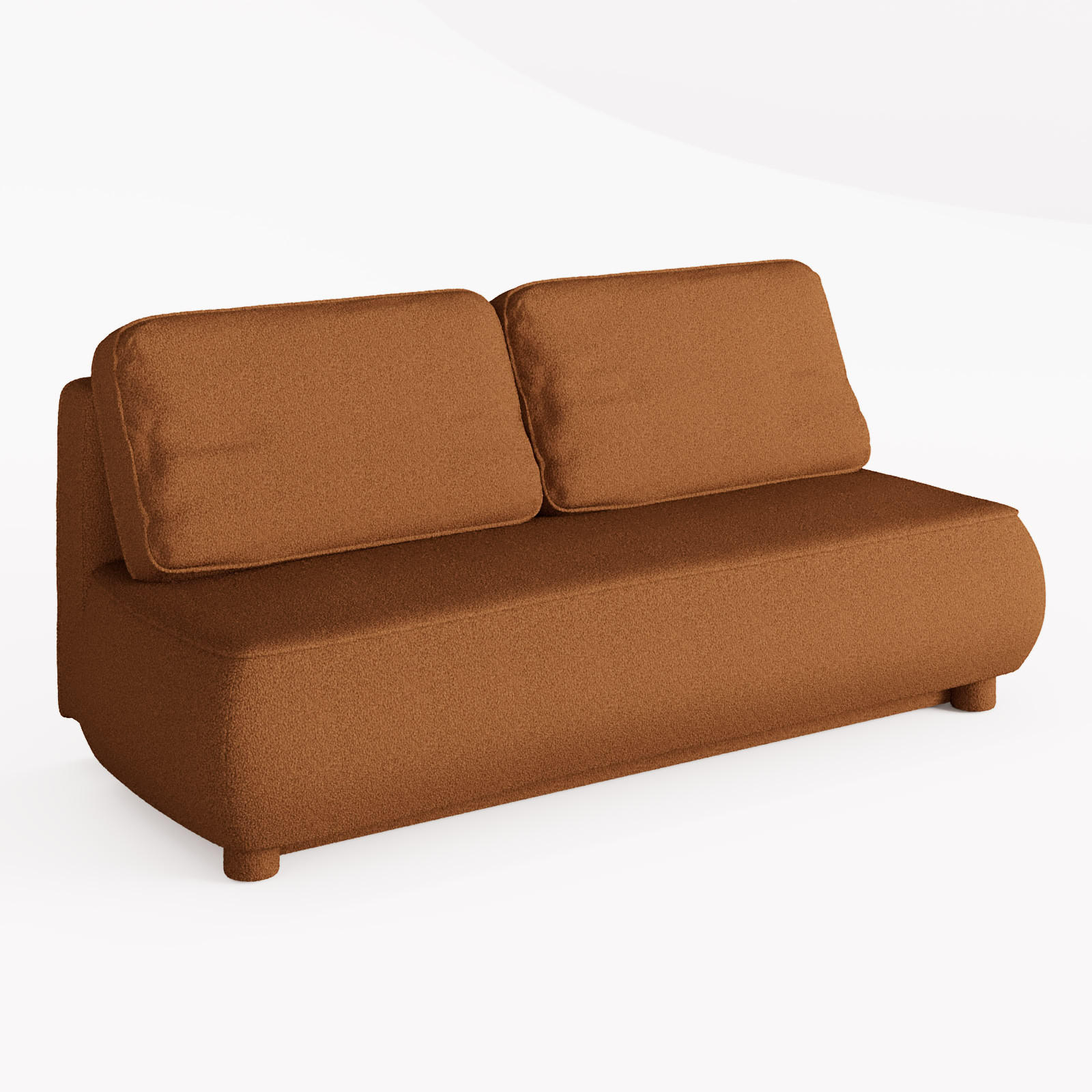 SOFA LUMIO Kupferfarben Bouclé-Stoff mit Schlaffunktion und Bettkasten - Kupferfarben, Holz (209/96/96cm) - Barchello