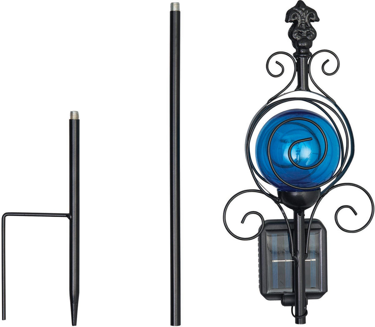 LED-SOLAR-GARTENSTÄBE Außenbereich automatische Beleuchtung umweltfreundlich einfache Installation wetterbeständig barock blau - Blau, Kunststoff (13/8/80cm) - Northpoint