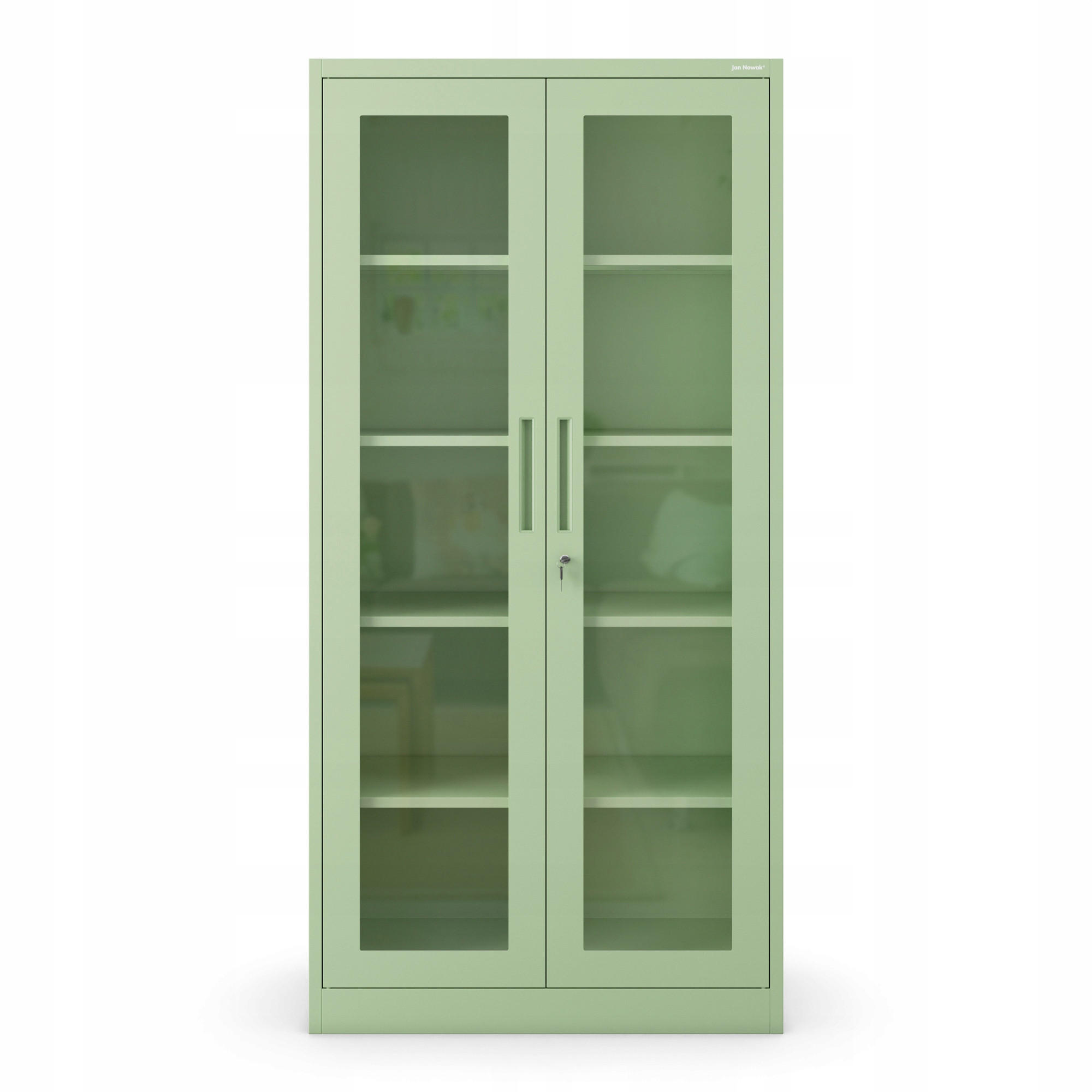 VITRINE mit Glastüren AMELIA 185x90x40 cm - Grün, Metall (90/185/40cm) - Jan Nowak