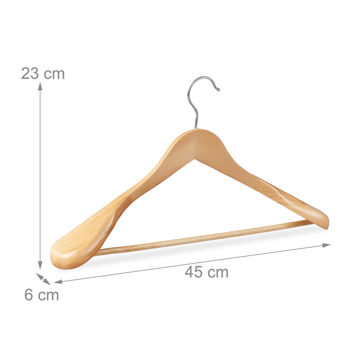 8XANZUG-KLEIDERBÜGEL - Hellbraun, Holz/Metall (6cm) - Relaxdays