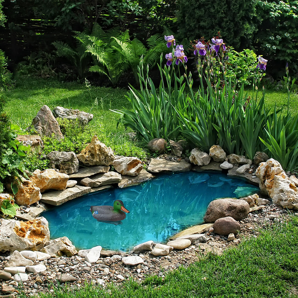 KACHNA na rybníku - antracitová, plast (40/15/18.5cm) - Relaxdays