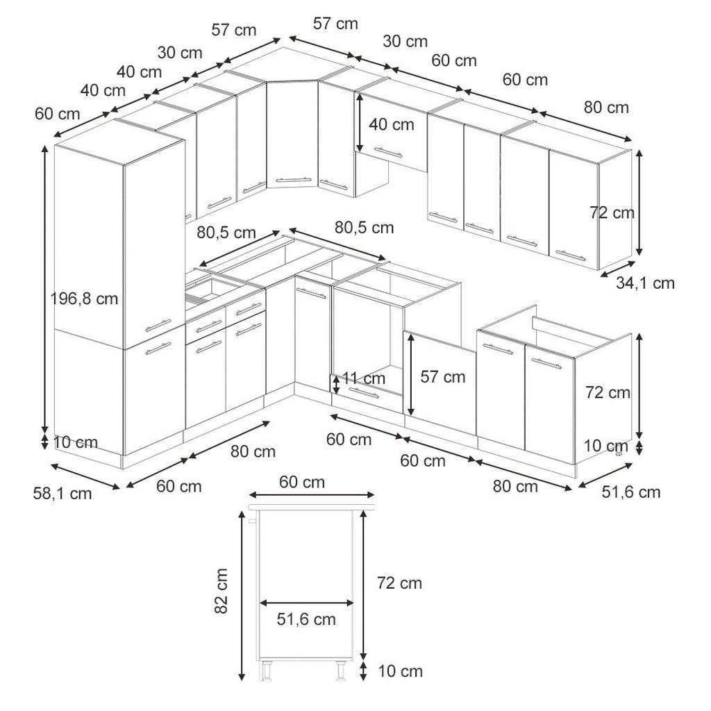 Thumbnail - Vicco Eckküche, Grau, Anthrazit, Holzwerkstoff, L-Form,Formgebogen, 287x81.6x60 cm, Küchen, Eckküchen, Eckküchen ohne Ge...
