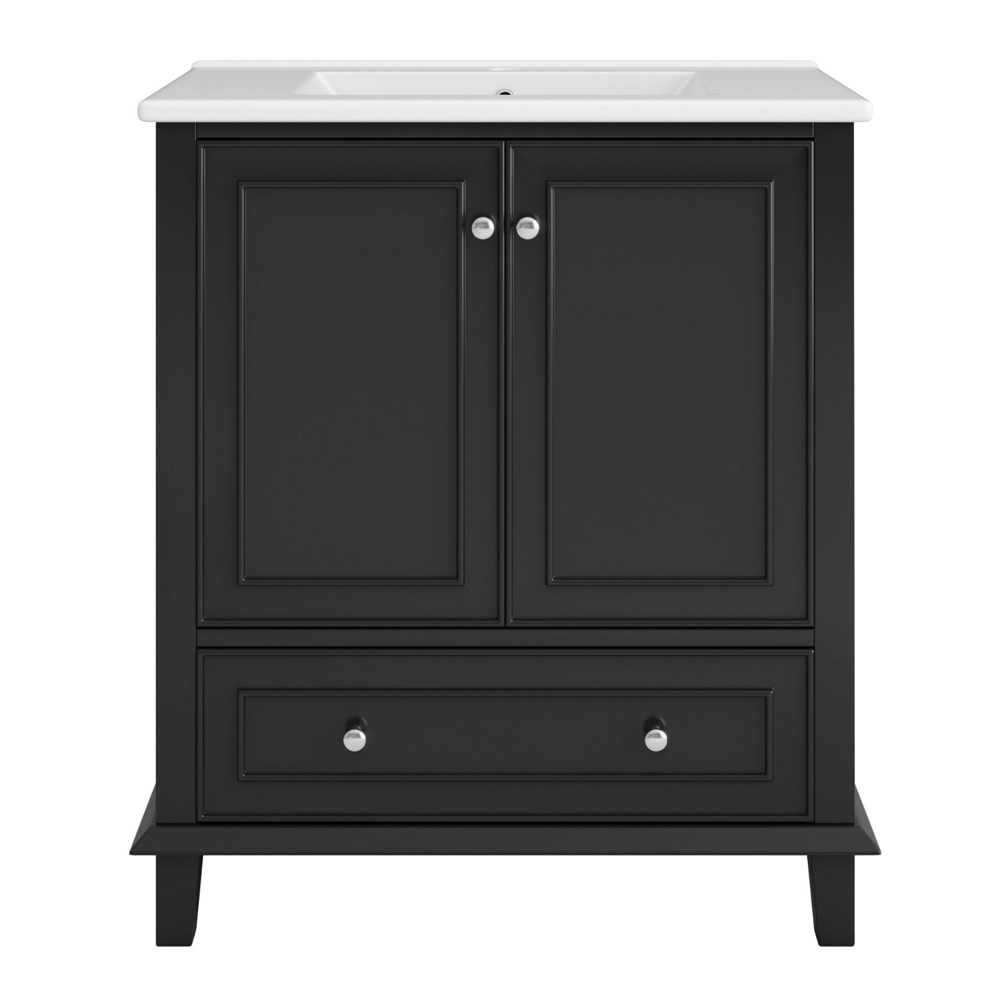 BADEZIMMERSCHRANK mit Keramikwaschbecken 73 x 45 x 87 cm Schwarz - Schwarz, Holzwerkstoff (45/87/73cm) - Beauniv