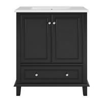 BADEZIMMERSCHRANK mit Keramikwaschbecken 73 x 45 x 87 cm Schwarz - Schwarz, Holzwerkstoff (45/87/73cm) - Beauniv