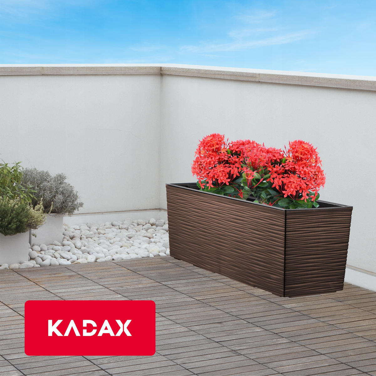 BALKONBLUMENTOPF mit Einsatz 56 cm, Mokka - Mokka, Kunststoff - KADAX