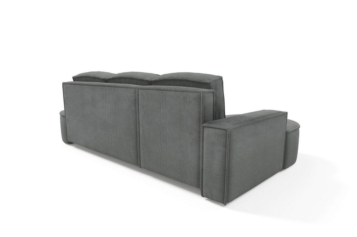 ECKSOFA Flow Graphit, mit Schlaffunktion und Kissen in Curio Stoff, linke seite - Graphitfarben, Holzwerkstoff/Textil (277/157cm) - Bettso
