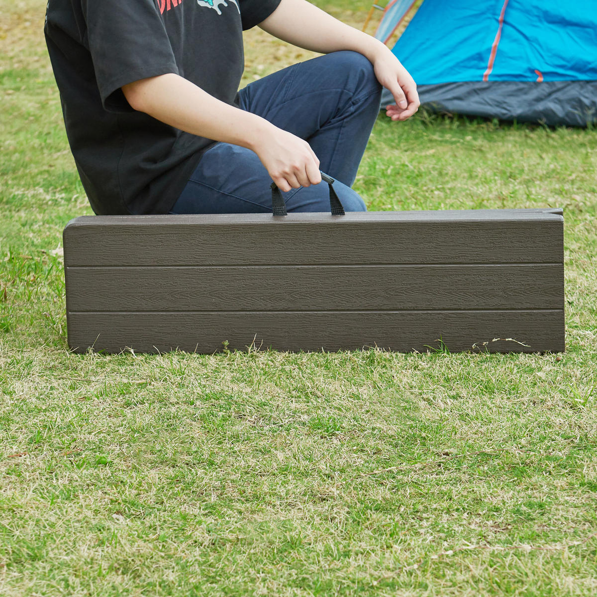 KLAPPBANK Lillestrøm - Dunkelbraun, Kunststoff/Metall (180/43/25cm) - [en.casa]