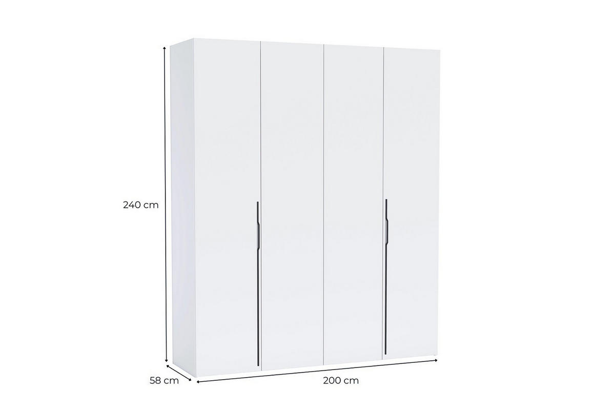 DREHTÜRENSCHRANK ANCONA 200/240/58cm 4-türig Eichefarben - Eichefarben, Holzwerkstoff (200/240/58cm) - MASSENO